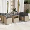 Image de vidaXL Salon de jardin avec coussins 10 pcs beige résine tressée