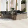 Image de vidaXL Salon de jardin 11 pcs avec coussins gris résine tressée