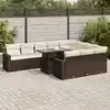 Image de vidaXL Salon de jardin et coussins 11 pcs marron résine tressée