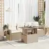 Image de vidaXL Salon de jardin avec coussins 5 pcs beige résine tressée