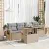 Image de vidaXL Salon de jardin avec coussins 5 pcs beige résine tressée