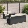 Image de vidaXL Salon de jardin 6 pcs avec coussins noir résine tressée