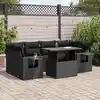 Image de vidaXL Salon de jardin 7 pcs avec coussins noir résine tressée