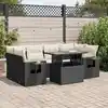 Image de vidaXL Salon de jardin 7 pcs avec coussins noir résine tressée