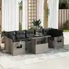 Image de vidaXL Salon de jardin 8 pcs avec coussins gris résine tressée