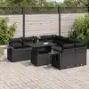 Image de vidaXL Salon de jardin 9 pcs avec coussins noir résine tressée