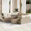 Image de vidaXL Salon de jardin avec coussins 9 pcs beige résine tressée