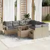 Image de vidaXL Salon de jardin avec coussins 9 pcs beige résine tressée