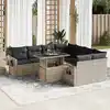 Image de vidaXL Salon de jardin 9 pcs avec coussins gris clair résine tressée