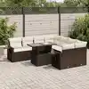 Image de vidaXL Salon de jardin avec coussins 9 pcs marron résine tressée