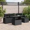 Image de vidaXL Salon de jardin 6 pcs avec coussins noir résine tressée