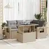 Image de vidaXL Salon de jardin avec coussins 5 pcs beige résine tressée