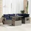 Image de vidaXL Salon de jardin avec coussins 6 pcs gris résine tressée acacia