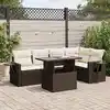 Image de vidaXL Salon de jardin avec coussins 6 pcs marron résine tressée