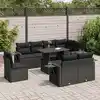Image de vidaXL Salon de jardin 9 pcs avec coussins noir résine tressée