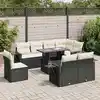Image de vidaXL Salon de jardin 9 pcs avec coussins noir résine tressée