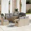 Image de vidaXL Salon de jardin avec coussins 9 pcs beige résine tressée