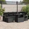 Image de vidaXL Salon de jardin 7 pcs avec coussins noir résine tressée