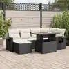 Image de vidaXL Salon de jardin 7 pcs avec coussins noir résine tressée