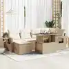 Image de vidaXL Salon de jardin avec coussins 7 pcs beige résine tressée