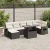 Image de vidaXL Salon de jardin 8 pcs avec coussins noir résine tressée