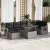 Image de vidaXL Salon de jardin 8 pcs avec coussins gris résine tressée