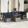 Image de vidaXL Salon de jardin avec coussins 8 pcs gris résine tressée acacia