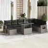 Image de vidaXL Salon de jardin 9 pcs avec coussins gris résine tressée