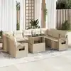 Image de vidaXL Salon de jardin avec coussins 10 pcs beige résine tressée