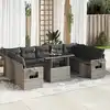 Image de vidaXL Salon de jardin avec coussins 10 pcs gris résine tressée