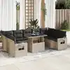 Image de vidaXL Salon de jardin avec coussins 10 pcs gris clair résine tressée