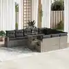 Image de vidaXL Salon de jardin 11 pcs avec coussins gris résine tressée