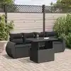 Image de vidaXL Salon de jardin 5 pcs avec coussins noir résine tressée