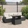Image de vidaXL Salon de jardin 5 pcs avec coussins noir résine tressée
