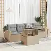 Image de vidaXL Salon de jardin avec coussins 5 pcs beige résine tressée