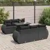 Image de vidaXL Salon de jardin 7 pcs avec coussins noir résine tressée