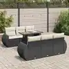 Image de vidaXL Salon de jardin 7 pcs avec coussins noir résine tressée