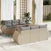 Image de vidaXL Salon de jardin avec coussins 7 pcs beige résine tressée
