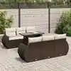 Image de vidaXL Salon de jardin avec coussins 7 pcs marron résine tressée