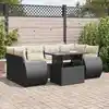 Image de vidaXL Salon de jardin 7 pcs avec coussins noir résine tressée