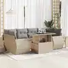 Image de vidaXL Salon de jardin avec coussins 7 pcs beige résine tressée