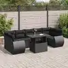 Image de vidaXL Salon de jardin 8 pcs avec coussins noir résine tressée