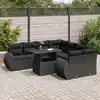 Image de vidaXL Salon de jardin 9 pcs avec coussins noir résine tressée