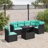 Image de vidaXL Salon de jardin 6 pcs avec coussins noir résine tressée