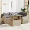 Image de vidaXL Salon de jardin avec coussins 5 pcs beige résine tressée