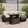 Image de vidaXL Salon de jardin avec coussins 5 pcs marron résine tressée