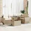 Image de vidaXL Salon de jardin avec coussins 6 pcs beige résine tressée