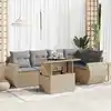 Image de vidaXL Salon de jardin avec coussins 6 pcs beige résine tressée