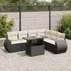 Image de vidaXL Salon de jardin 7 pcs avec coussins noir résine tressée