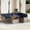 Image de vidaXL Salon de jardin avec coussins 7 pcs gris résine tressée acacia